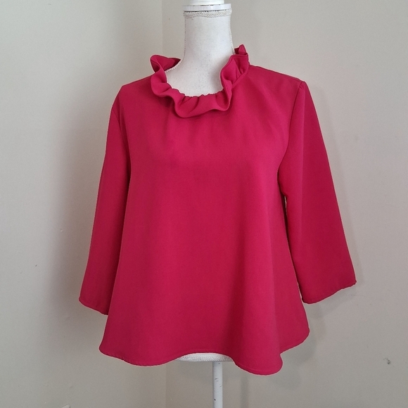 Tuckernuck Pomander Place Fuchsia Faye Blouse Size Medium - Picture 11 of 14